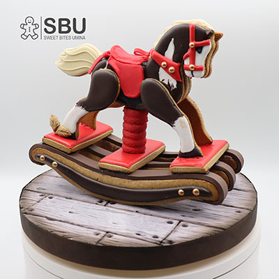 Decorated rocking horse cake